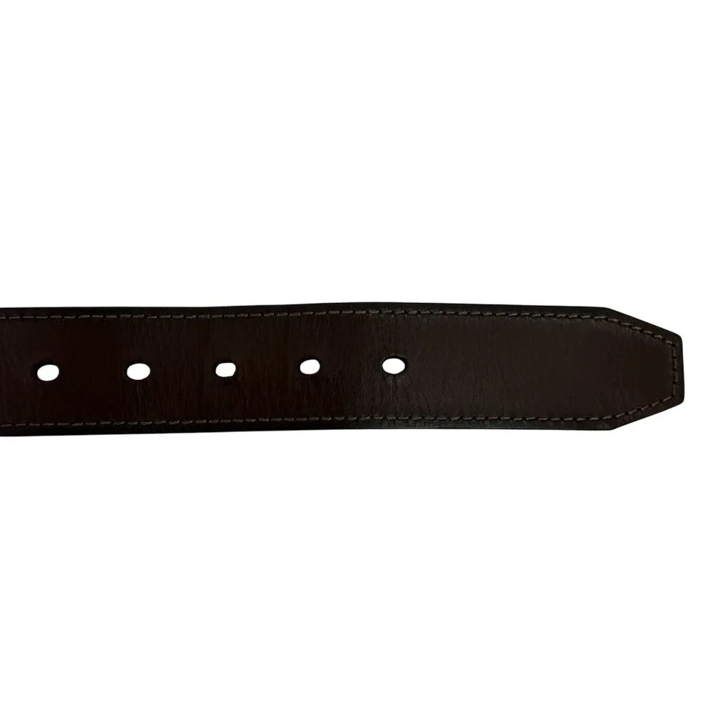 Columbia 100% Buffalo Leather Belt With Large Brass Buckle Mens M 34-36 Made In